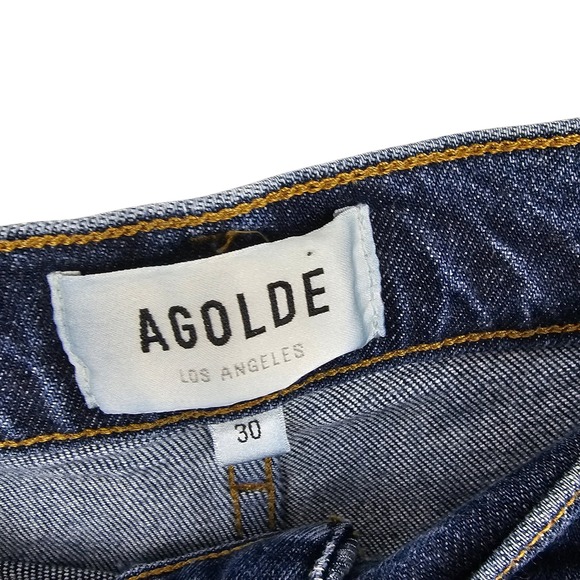 AGOLDE‎ Jeans Size 30 High Rise Dark Wash Denim Button Fly Straight Leg - Picture 5 of 8